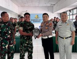 Sat Lantas Polresta Manado Gelar Sosialisasi Keselamatan Berkendara dalam Ops Gaktib dan Yustisi Denpom XIII/I Manado.