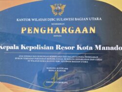 Kapolresta Manado Terima Penghargaan dari DJBC Sulawesi Utara atas Sinergi Penegakan Hukum.